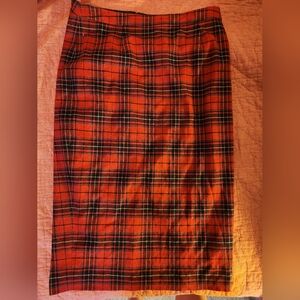 Boden Red Plaid Pencil Skirt